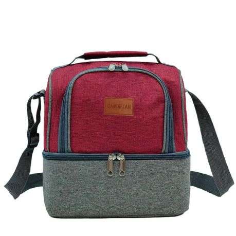 Cambrian -Double Layer Lunch Bag Cooler Insulated Lunch -BT021 Red/G