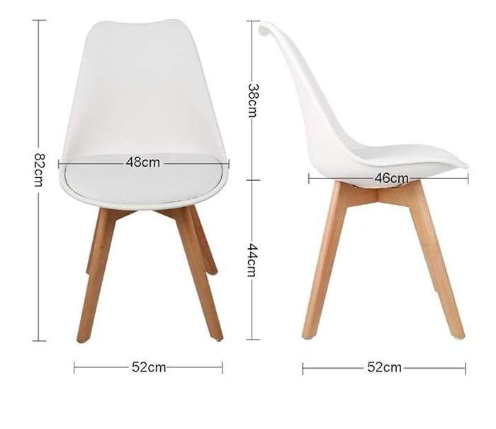Modern and trendy padded chairs with wooden legs-8 Pack - White