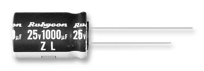 Rubycon (25ZL470MEFC10X16) Electrolytic Capacitor, Miniature, 470 µF, 25 V