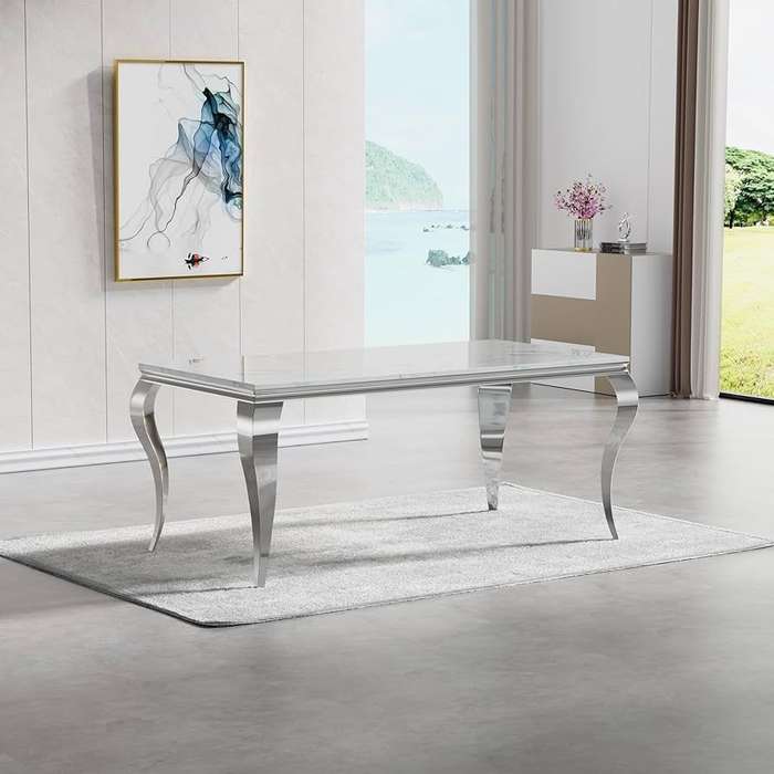 Marble Dining Table - Silver
