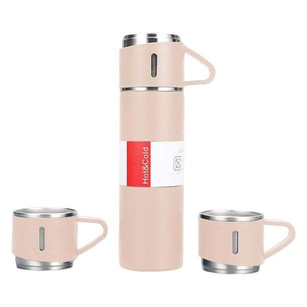 500ML Stainless Steel Lightweight Vacuum Flask Bottle Set - Pink