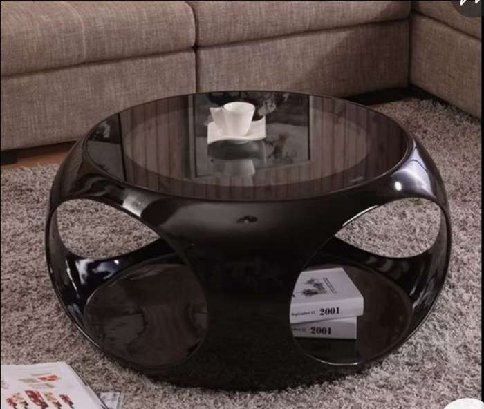Glass Top Round Coffee Table-Black, white or red