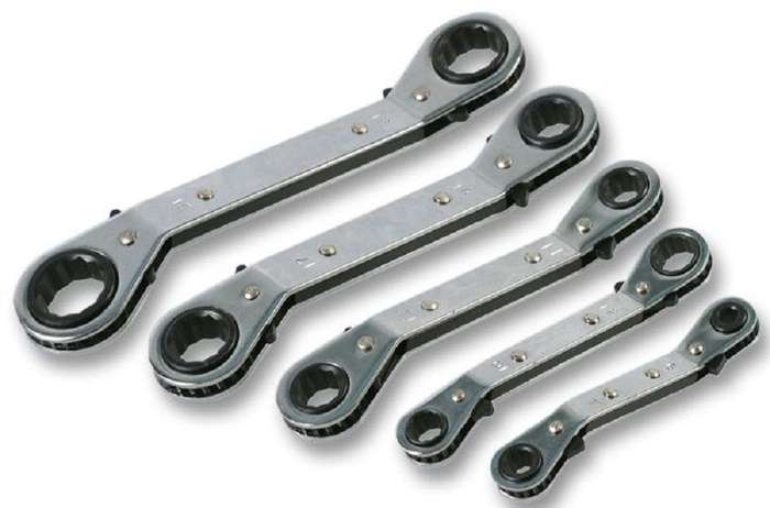 Duratool D00227 Offset Ratchet Ring Spanner Set, Metric, 5 Pieces