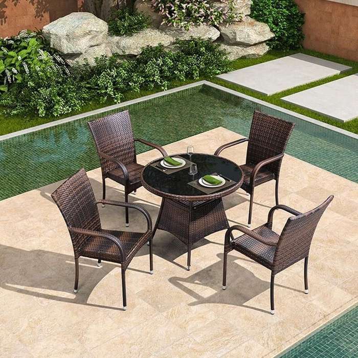 Patio / Balcony / Outdoor / Garden Set - Four Seater - Brown Colour