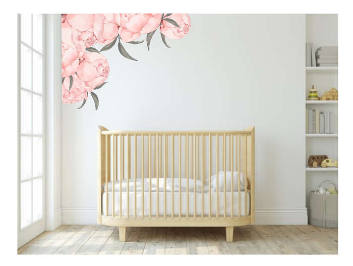 Peony Wall Vinyl Stickers  - Beautiful watercolor Peony Stickers - Self Adhesive - 4 Pieces