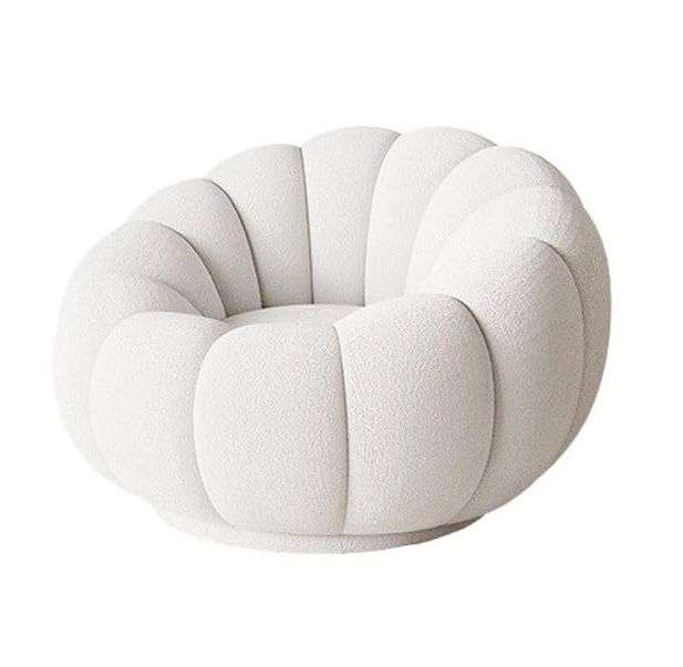 Modern Velvet pumpkin chair with matching ottoman - White