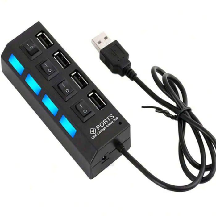 USB Hub 4 Ports - 4-Port USB 2.0 Hub Individual Switch Hub