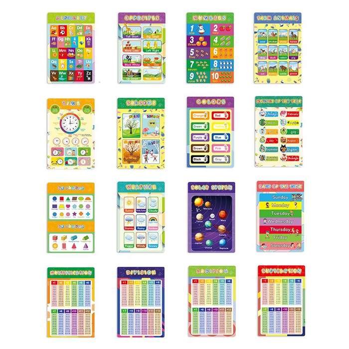 16 Piece Educational Preschool Posters For Kids Classroom Decor