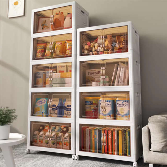 5-Layer Multi-Functional Stackable Cabinet Storage Box With Wheels