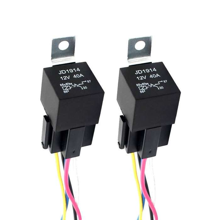 2 Pack Heavy Duty Automotive Waterproof Relay and Wiring Harness (5-PIN)