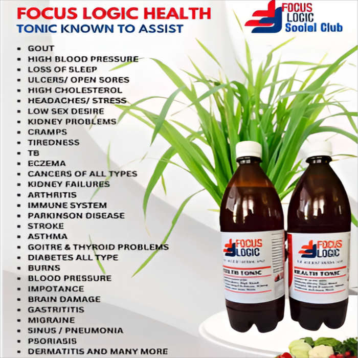2 x 1L Focus Logic Herbal Tea Tonic | Organic Natural Health Blend