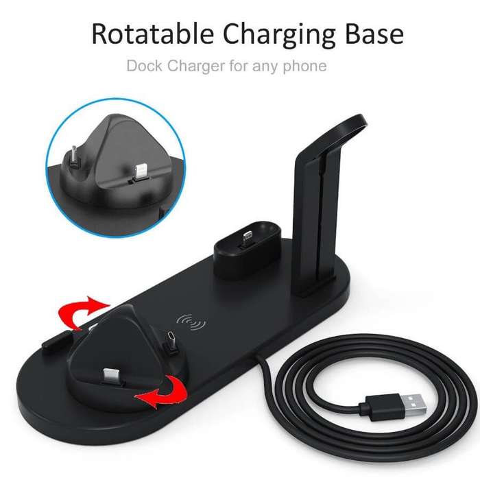 Multi-Function Charging Stand for Phones Watch Aiprpods Charger Dock - Black