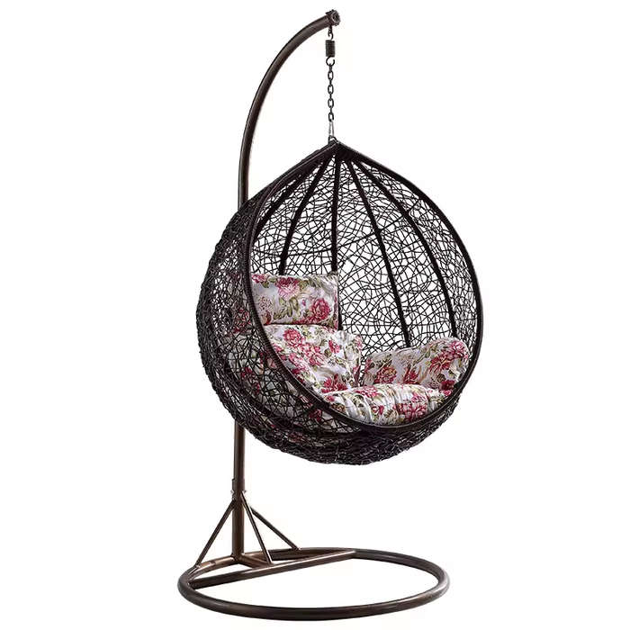 Hanging / Garden / Balcony Swing Chairs - Black / Floral White Colours