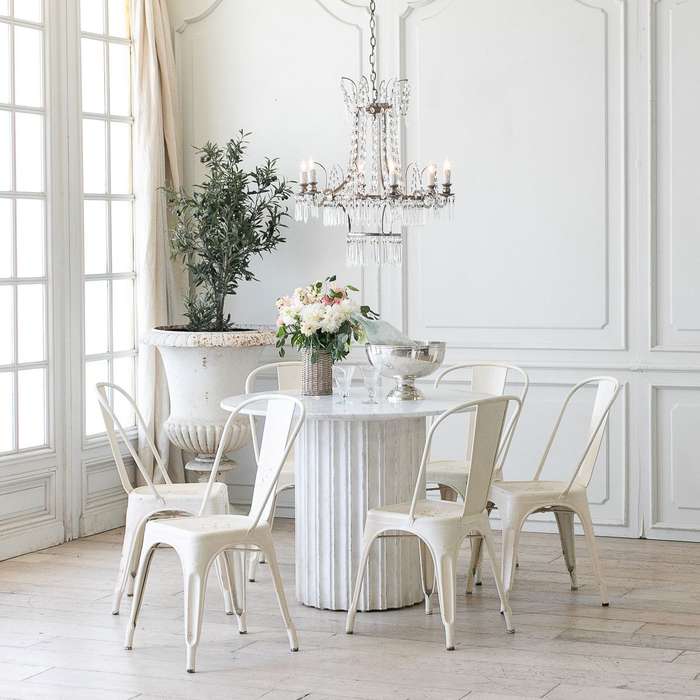 Metal stackable chair outdoor/indoor use- - White - 6 Pack