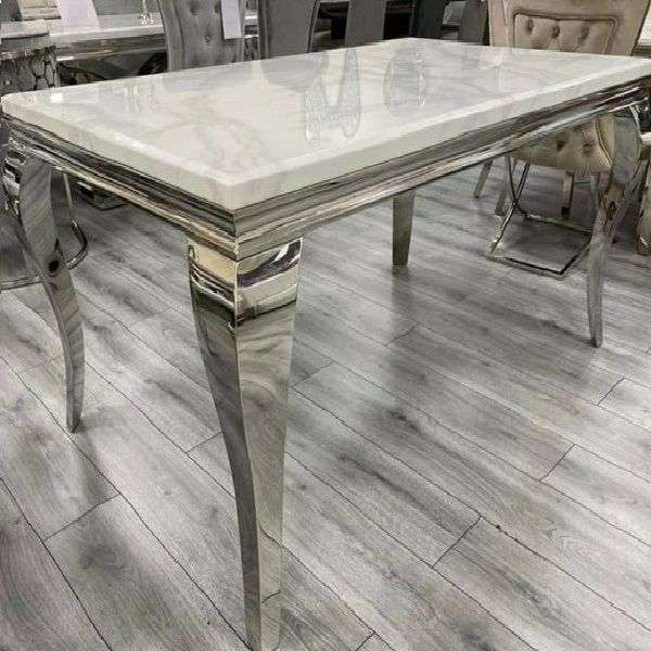 Marble Dining Table - Silver
