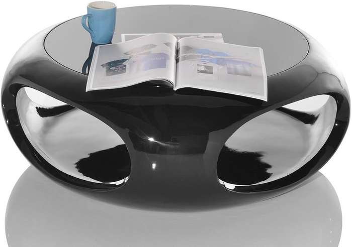 Glass Top Round Coffee Table-Black, white or red