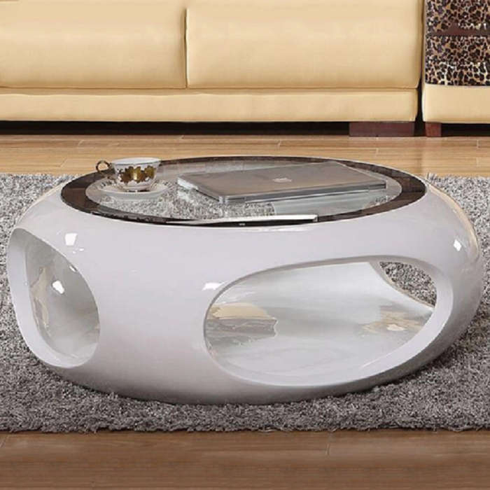 Glass Top Round Coffee Table-Black, white or red