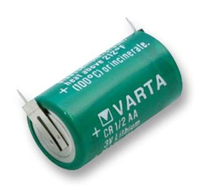 Varta (6127901301) Battery, Single Cell, 3 V, 1/2AA, 950 mAh, PCB Pins