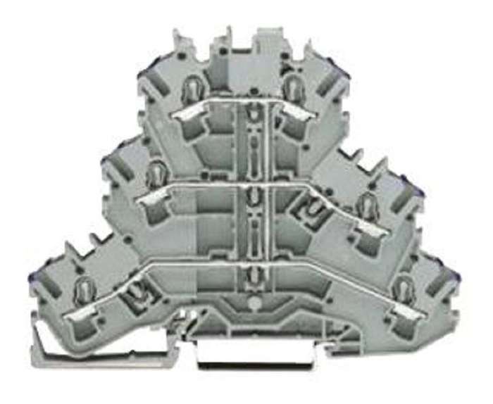Wago (2002-3208) DIN Rail Mount Terminal Block, 6 Ways, 22 AWG, 12 AWG