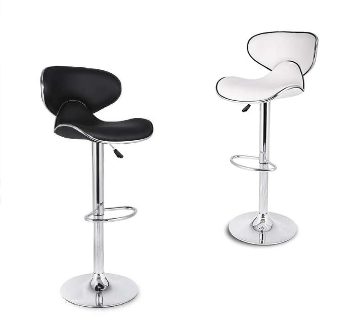 Stylish Chrome Base Butterfly Style Bar Stools - Set of 2