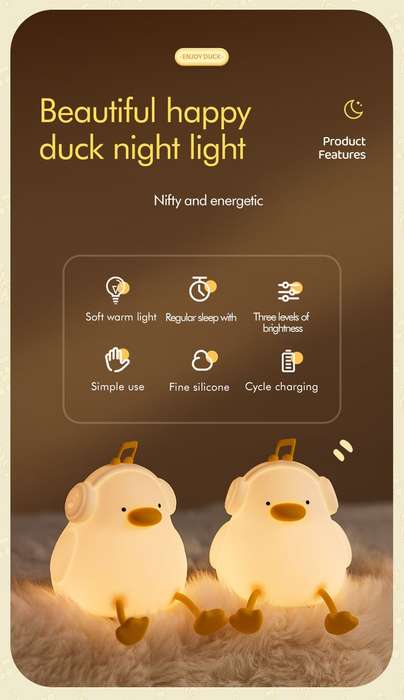 Enjoy Duck Rechargeable Dimmable Night Light Lamp with Timer