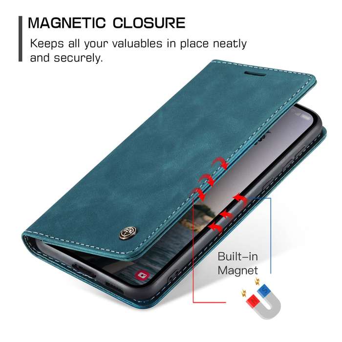 Retro Flip Leather Wallet Cover For Samsung Galaxy A55 - Blue