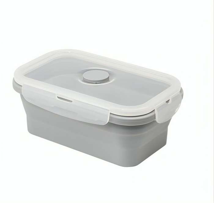 350ml Collapsible Silicone Lunch Bento Box - Blue, Peach, Grey