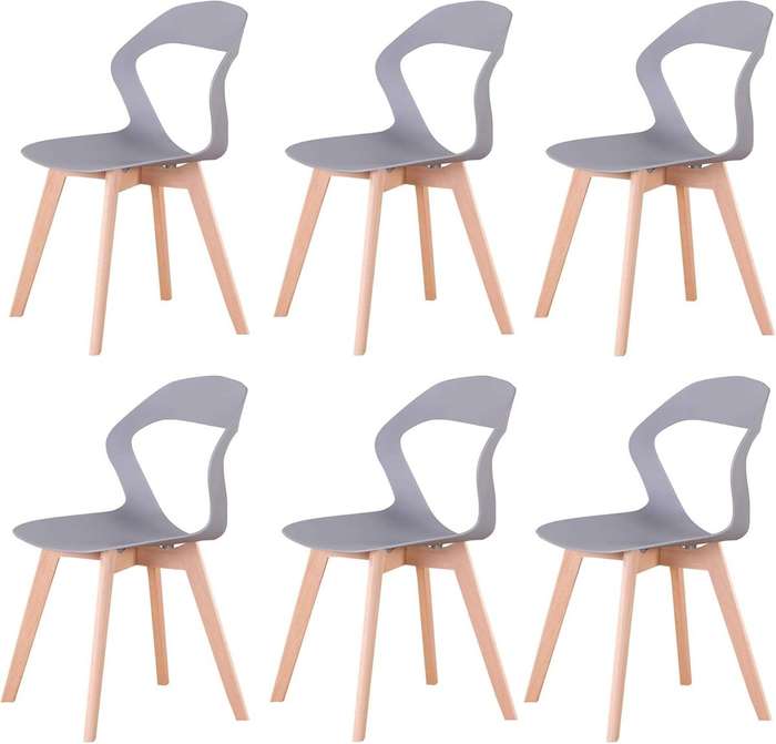 Plastic Kitchen Chair 6 Pack - Grey