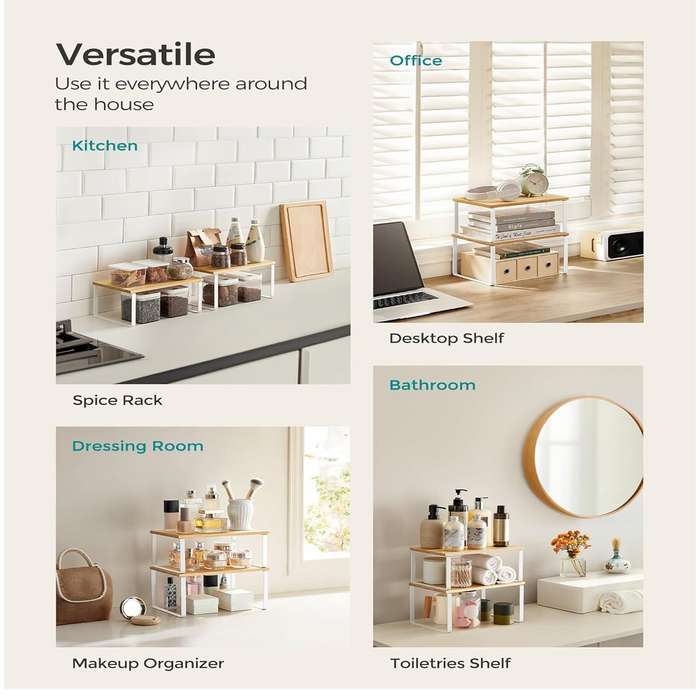 Stackable Kitchen Cabinet Organiser Shelf Counter Storage