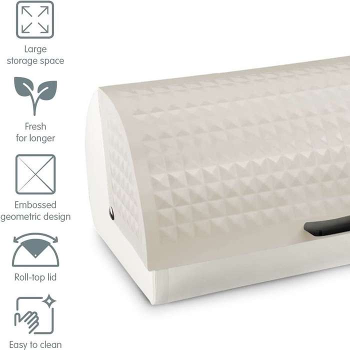 High Quality Bread Bin Canisters Kitchen Set With FREE Knife - Cream