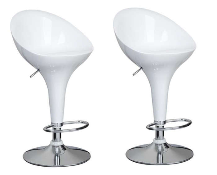 Bar Stools / Kitchen Counter Breakfast Chairs-ABS - Pack of 2  - White
