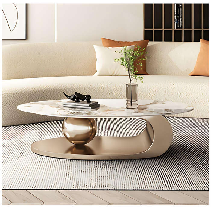 Luxury Marble Top Oval Coffee Table