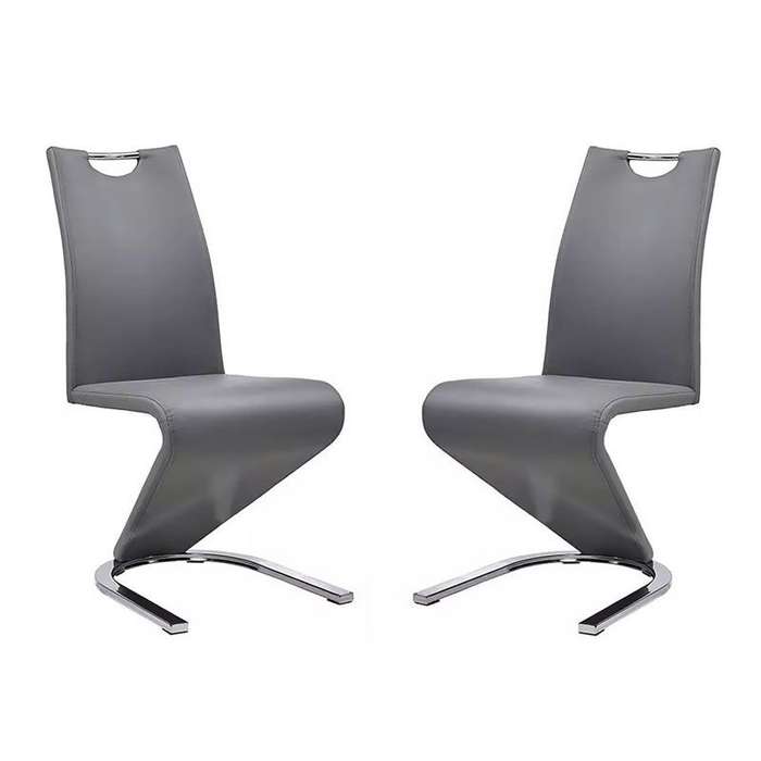 Dining Chairs - Set of 2 Z-Shape Luxury and Modern -Grey Colour