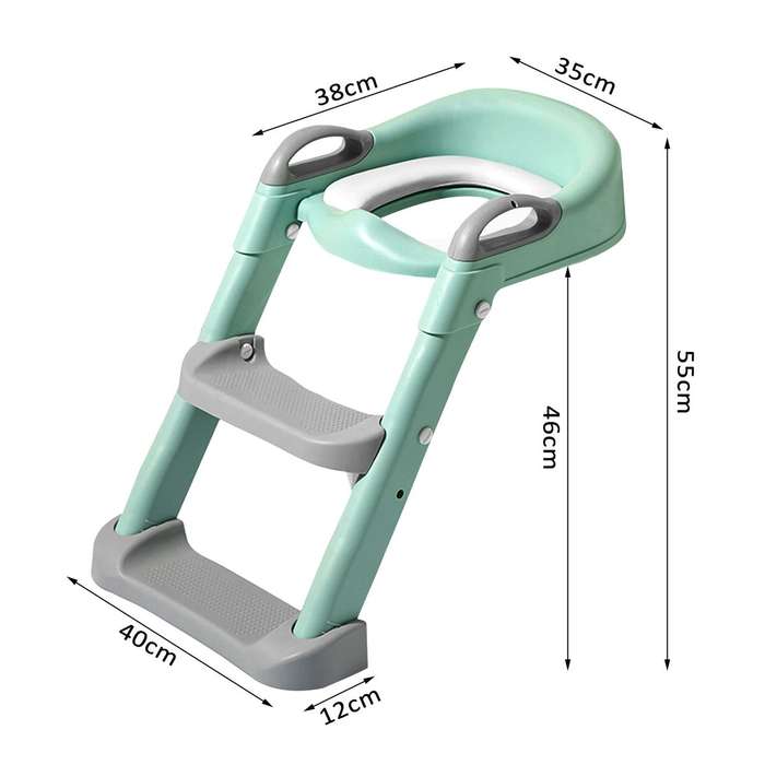 Foldable Children Potty Training  Toilet Seat Ladder Step With Soft  PU Pad