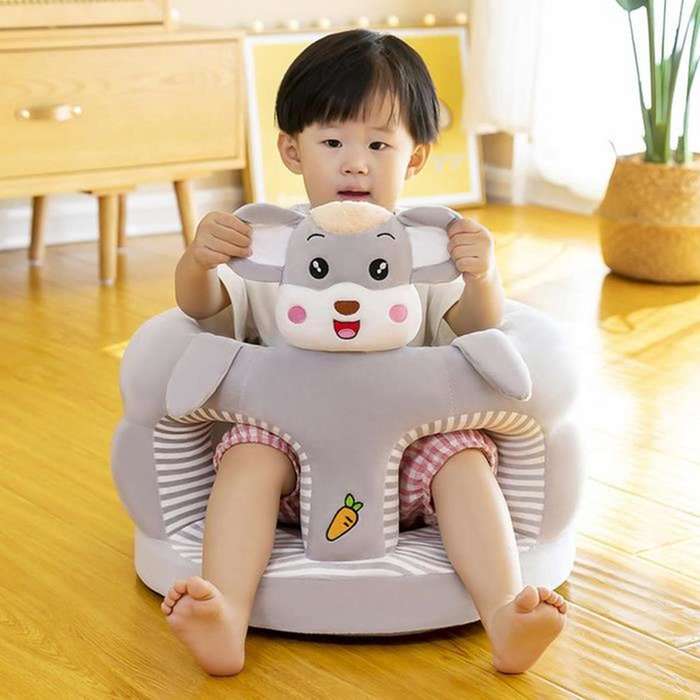 Baby Sofa Support Seat Cover Plush Chair Learning to Sit Comfortable - Grey