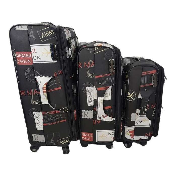 Stylish Luggage Bag - PU Leather Travel Suitcases - Boat - Set of 3