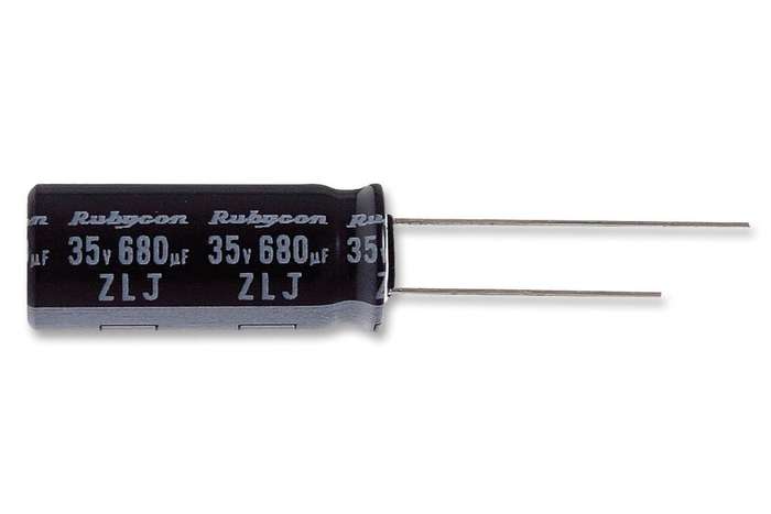 Rubycon (50ZLJ470M12.5X20) Electrolytic Capacitor, Miniature, 470µF, 50V