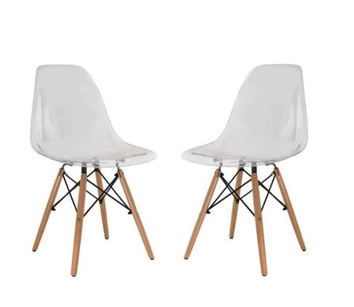 3 Piece Dinning Table - 1 Dining Table and 2 Transparent Dining Chairs-Black, Transparent or White