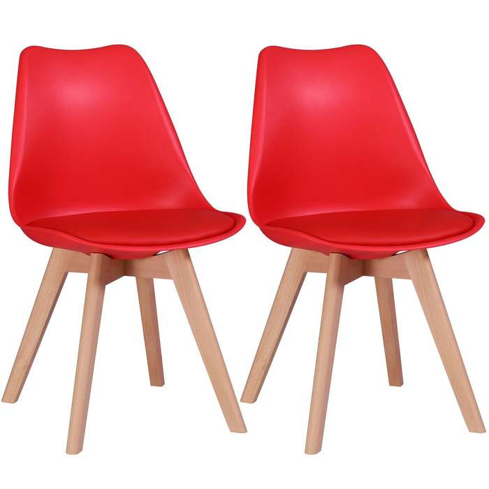 Dining Chair Set of 2 padded seat - Red Colour
