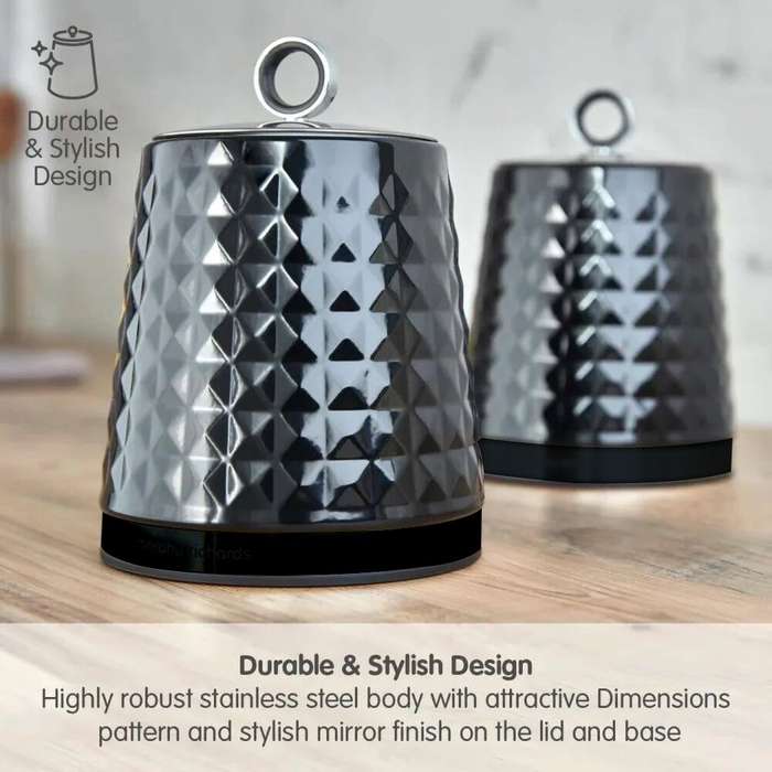 High Quality Bread Bin Canisters Kitchen Set With FREE Knife- Black