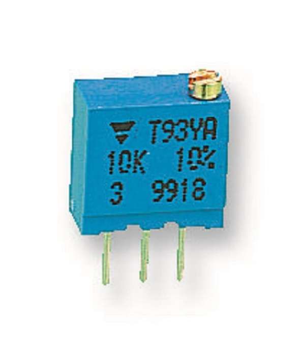 Vishay (T93YA504KT20) Trimpot, Multi Turn, Cermet, Top Adjust, 500 kohm