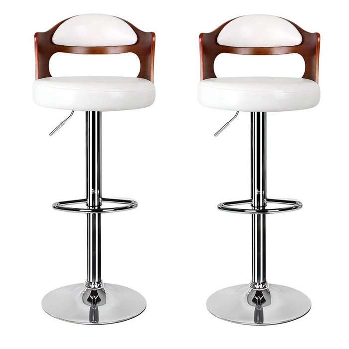 Modern Design Bar Stools - White, Brown
