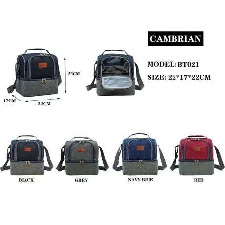 Cambrian -Double Layer Lunch Bag Cooler Insulated Lunch -BT021 Black/G