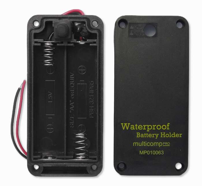 Multicomp Pro (MP010063) Battery Holder 2xAA Size, 150mm with Switch Screw