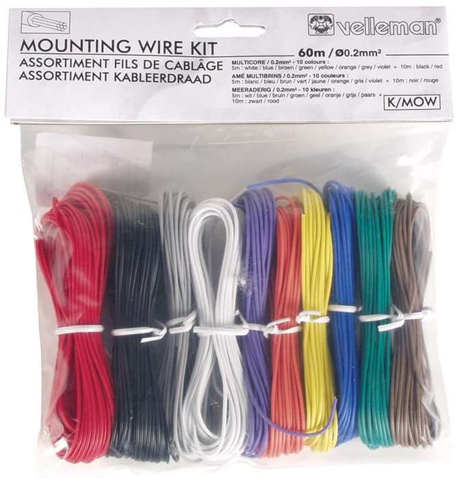 Velleman SA (K/MOW) Mounting Wire Kit, Multicore, 8 x 5m, 2 x 10m 24 AWG