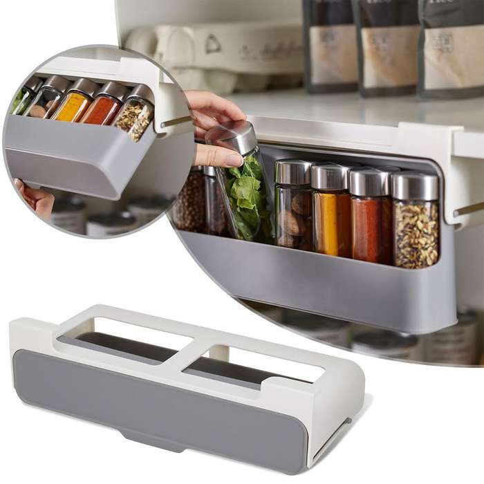 Under Shelf Spice Rack with 6 Jars