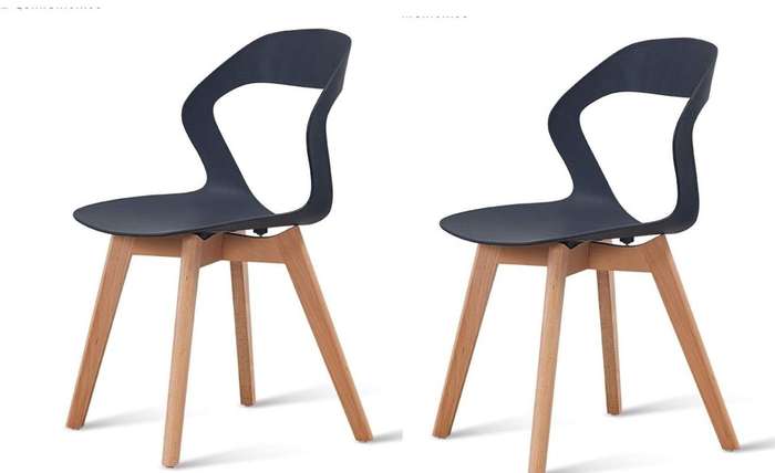 Plastic Kitchen Chair in Black-2 Pack