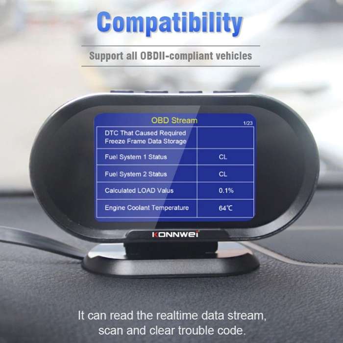 Konnwei KW206 Auto On-board Computer Gauge + OBD2 Engine Scanner