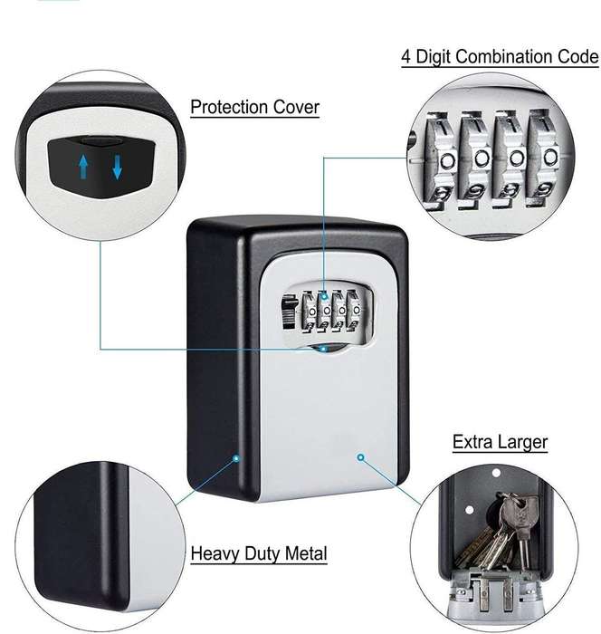 4 Digit Combination Lock Box Key Storage Lock Box Wall Mounted Security Door Lock