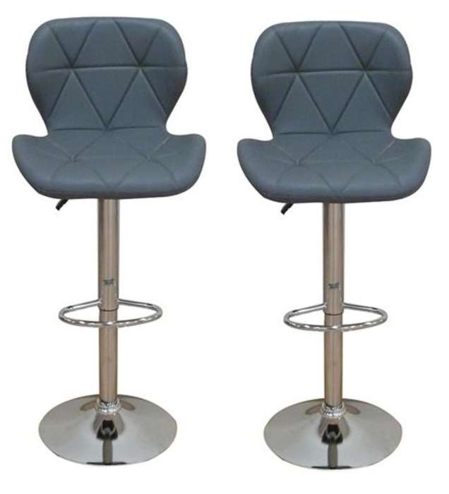 Bar Stools - Kitchen Counter Swivel Chairs - Set of Two-Black,Grey or White